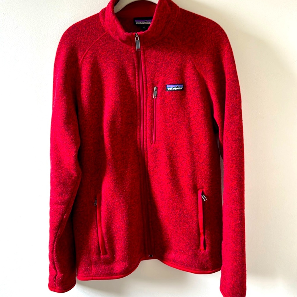 Patagonia red sweater jacket